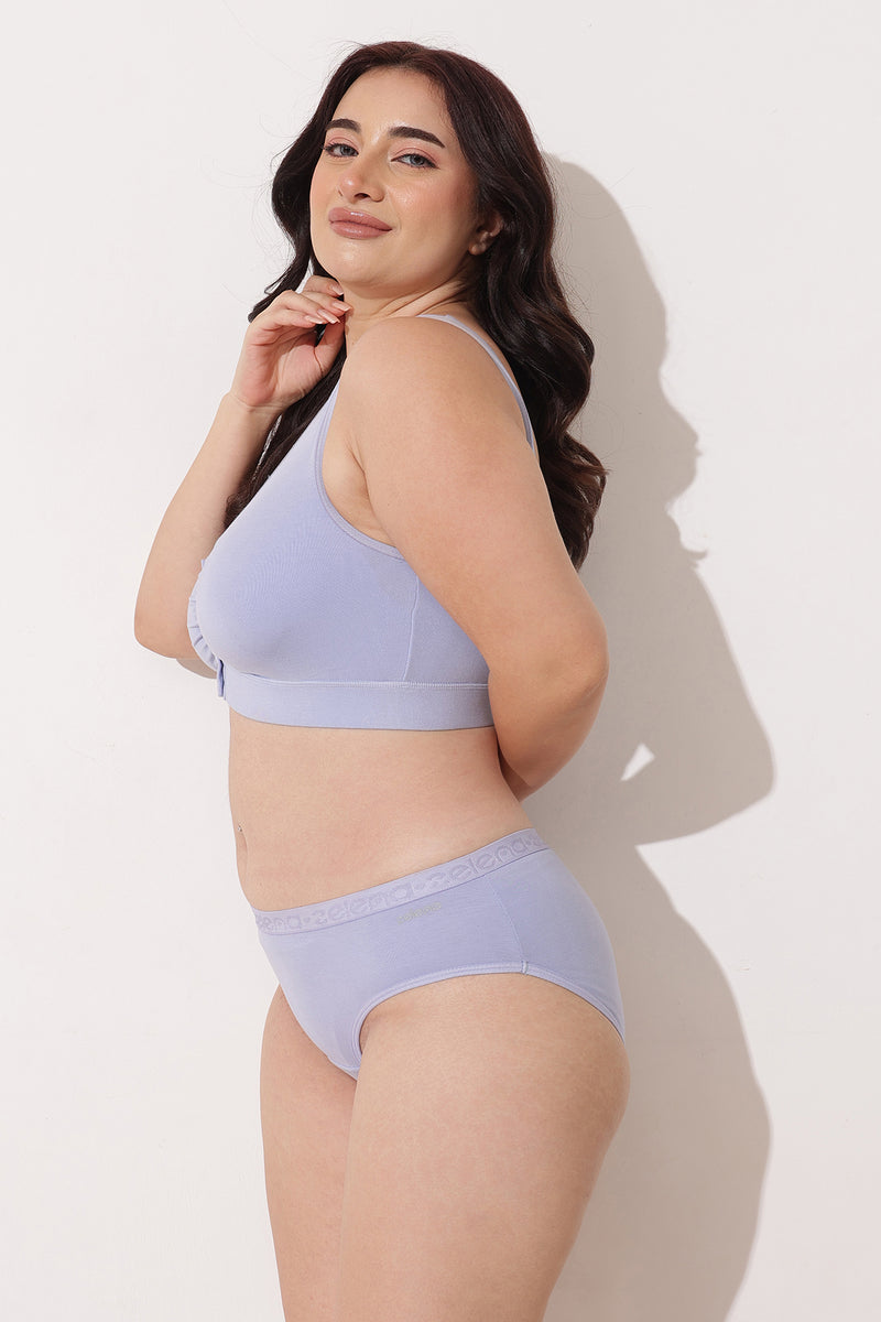 Ruched Modal Front-Open Bra with G-Hook - Mist