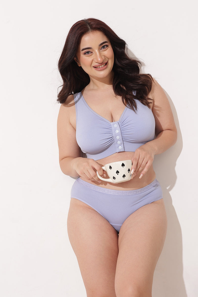 Ruched Modal Front-Open Bra with G-Hook - Mist