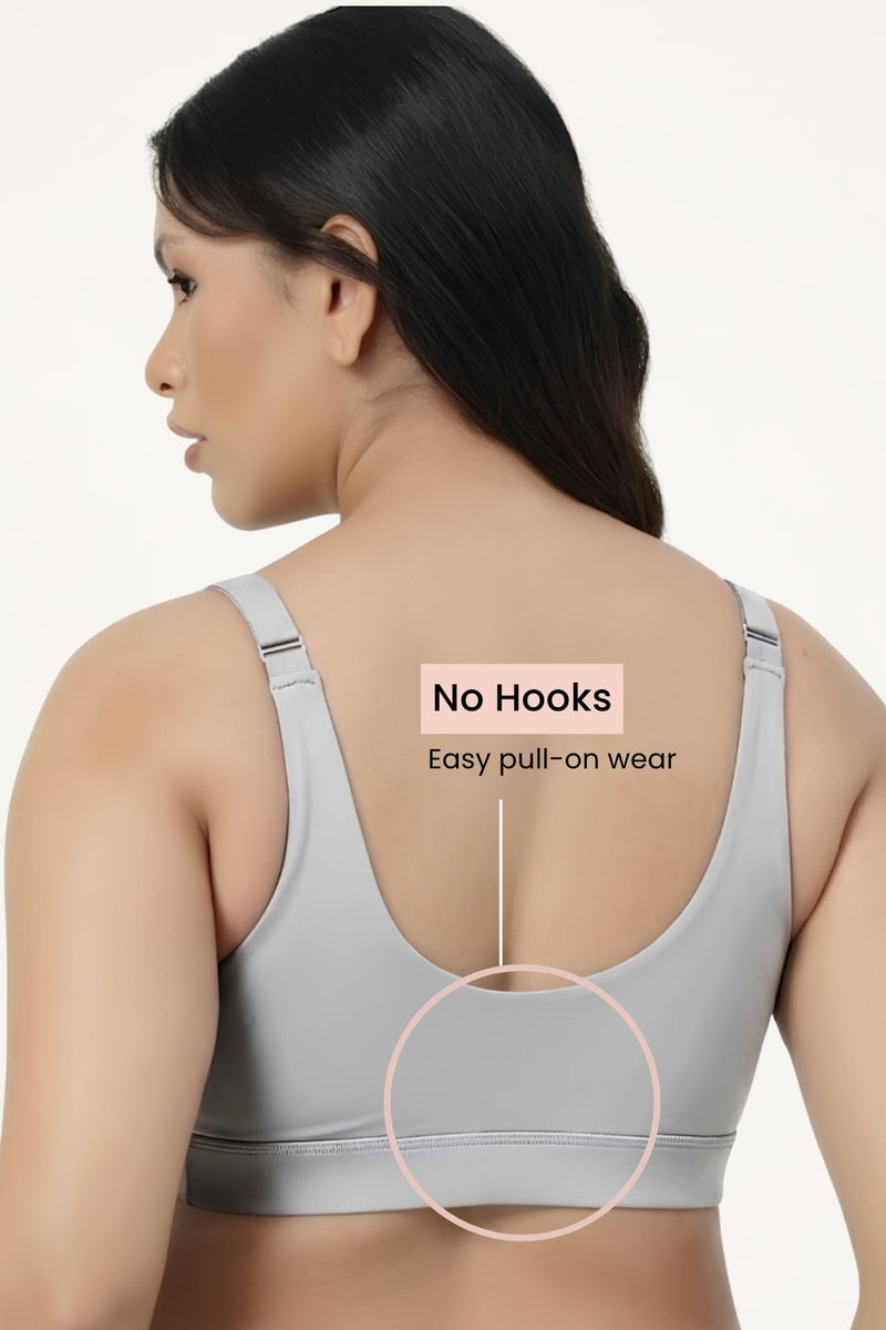 247 Extra Support Cotton Feeding Bra with Adjuster - Grey Melange