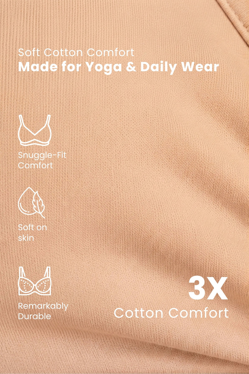 EasyMove non-padded Cotton Yoga Bra - Nude Almond