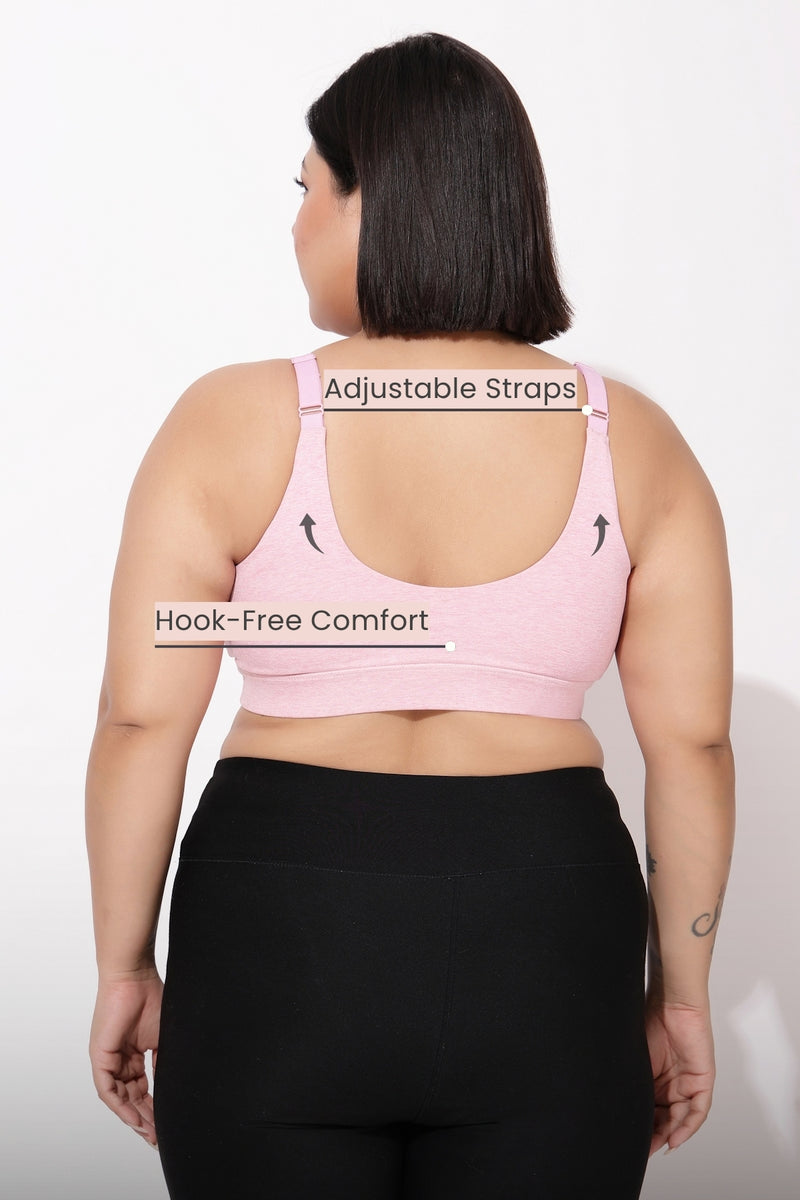 247 Extra Support Cotton Feeding Bra with Adjuster - Melange Pink