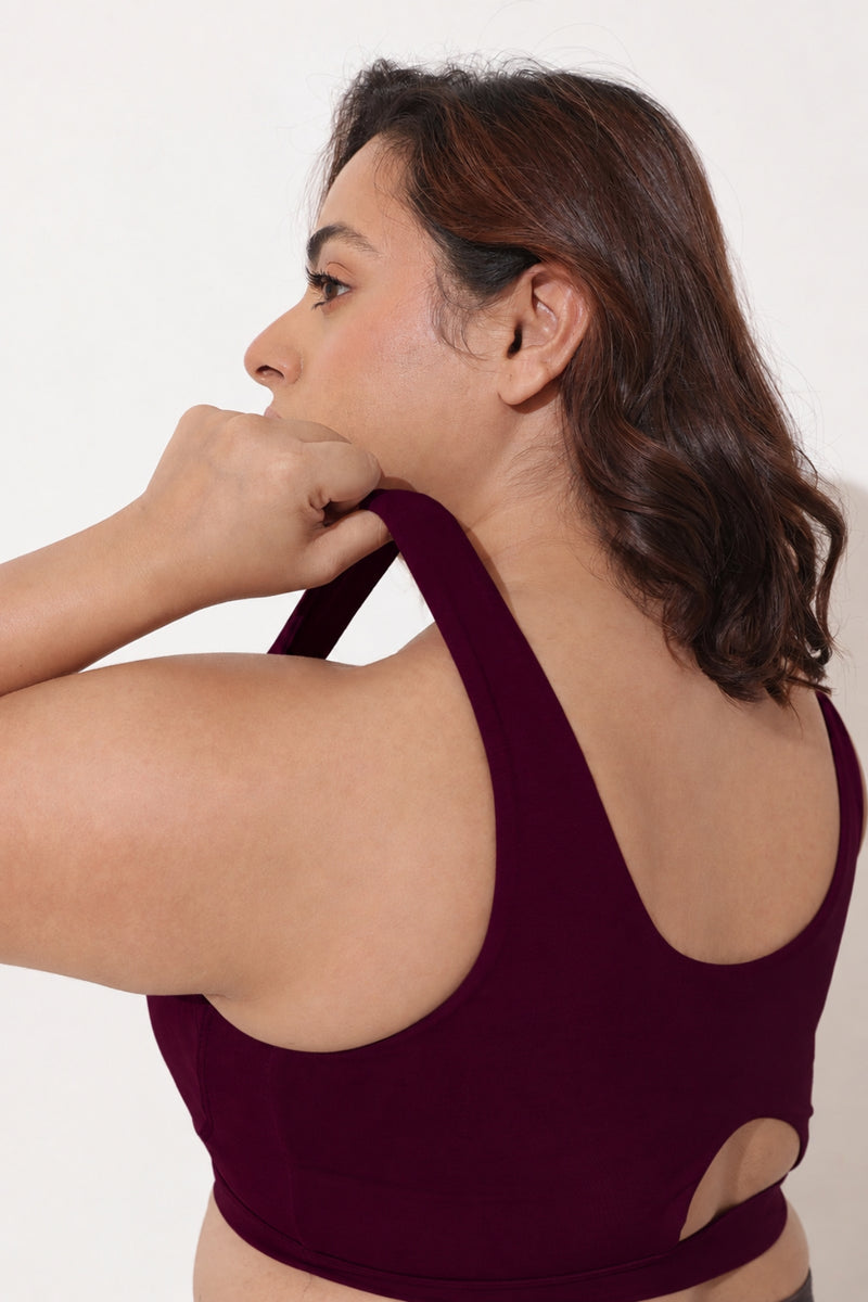 Sculpt & Lift Cotton Sports Bra - Wine