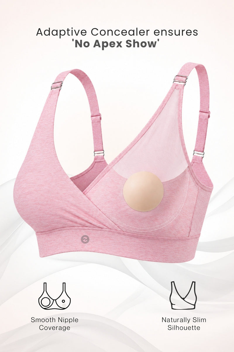 247 Extra Support Cotton Feeding Bra with Adjuster - Melange Pink