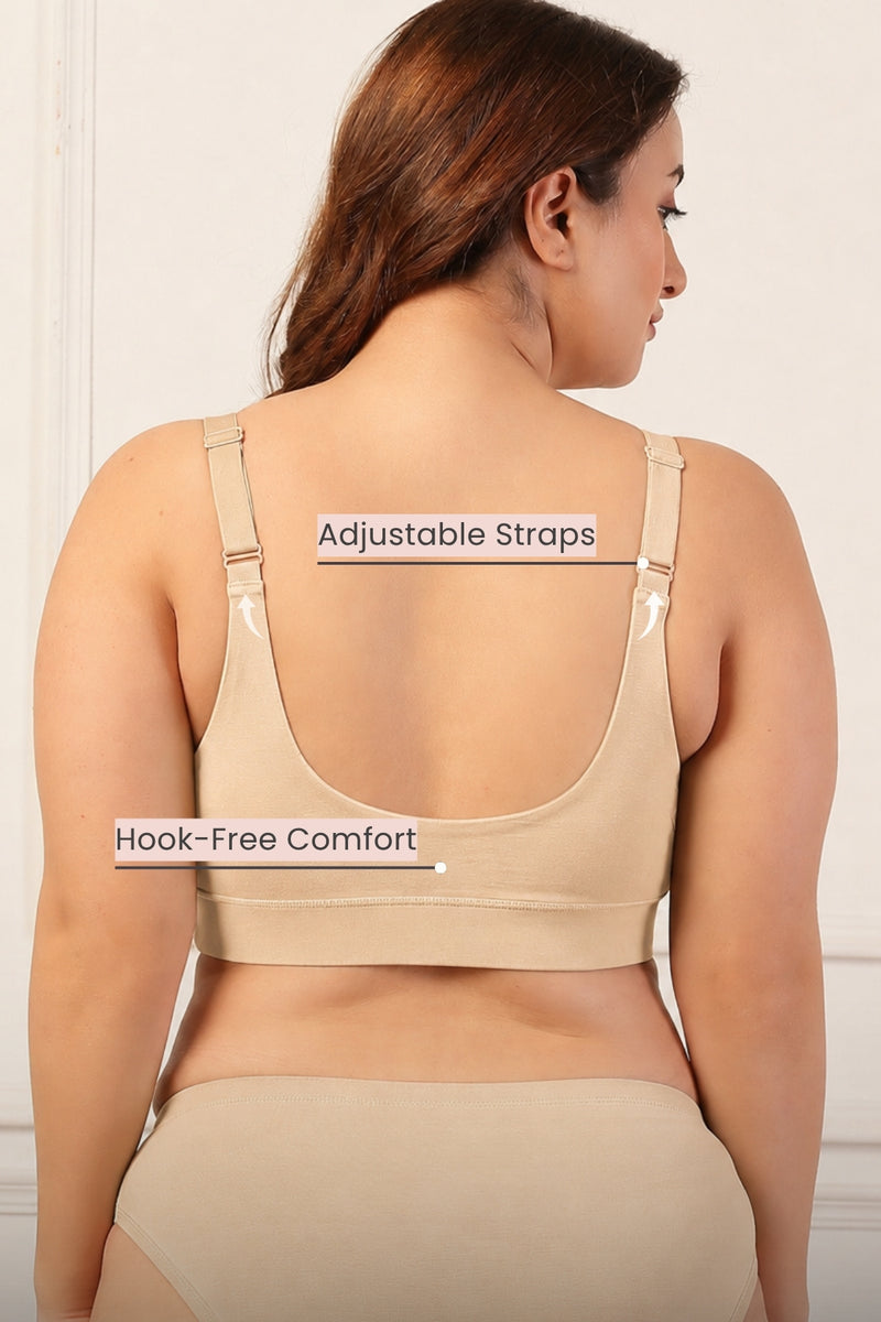247 Extra Support Cotton Feeding Bra with Adjuster - Butter