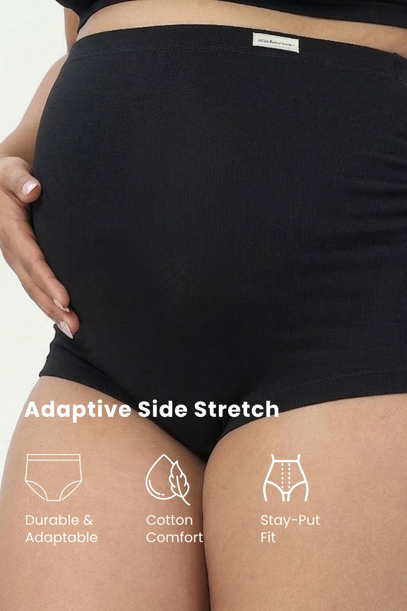 Pregnancy Panty – Over-the-Belly (Rib Textured) - Black