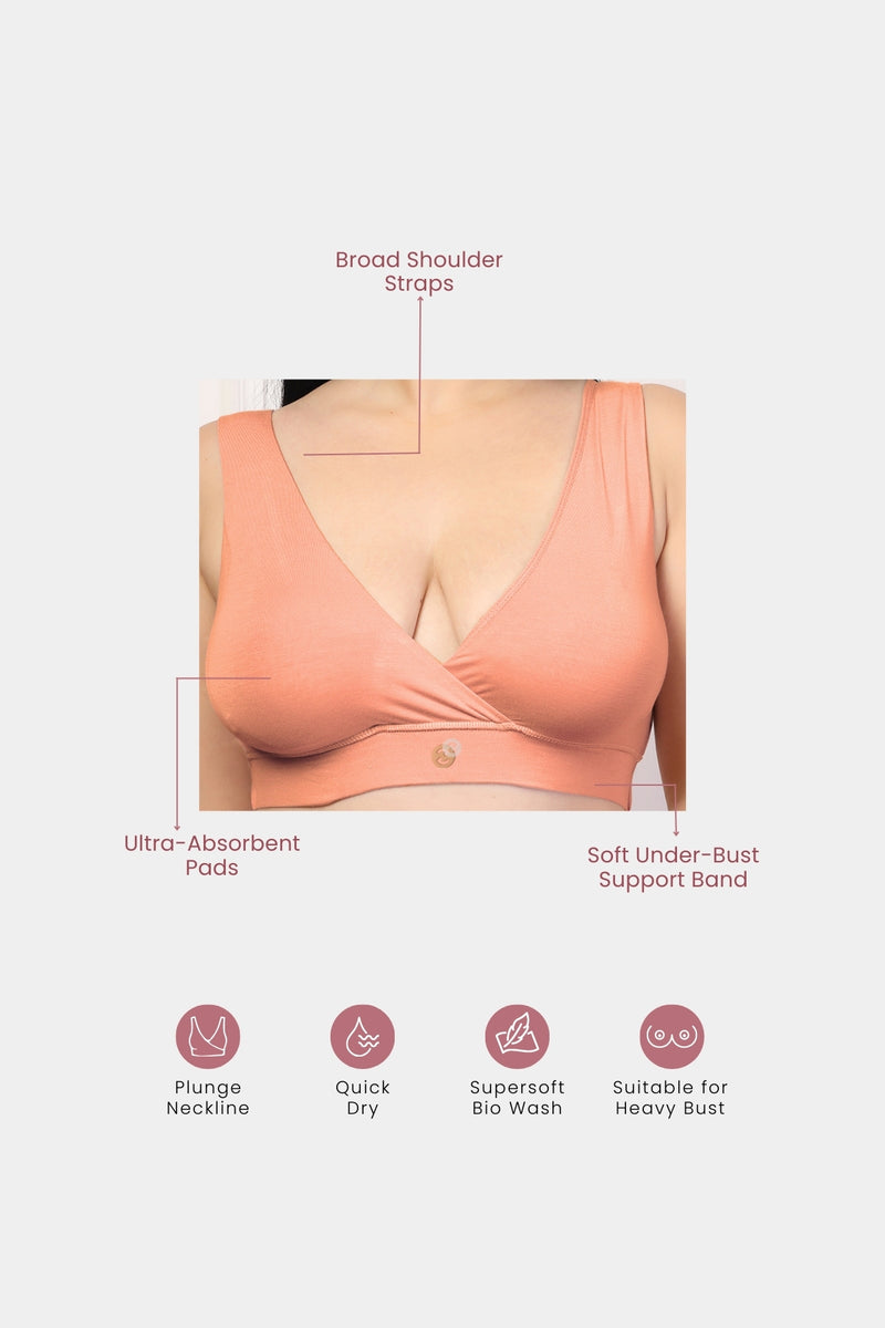247 (Upgraded) Coral Modal Padded Maternity Feeding Bra