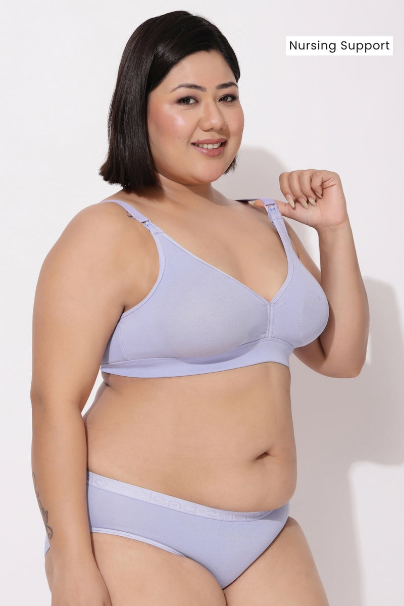 Lira Ribbed Cotton Nursing Padded Bra - Mist