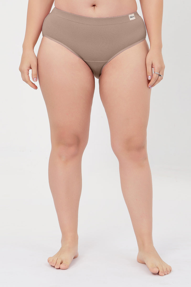 Sera Fine Rib Mid Rise Hipster - Skin