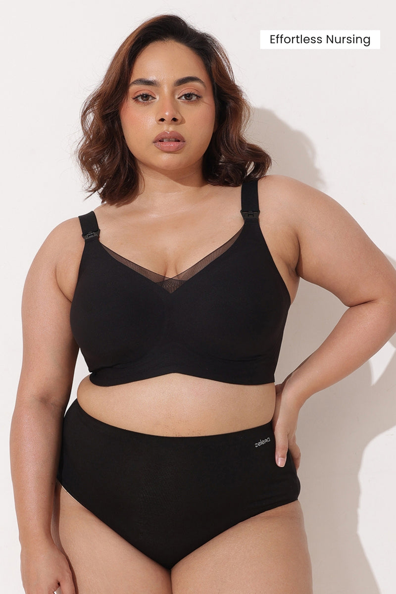 Sculpt & Lift Powermesh Nursing Bra - Onyx