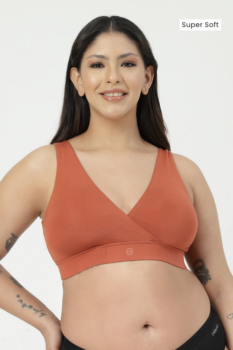 247 (Upgraded) Rust Modal Padded Maternity Feeding Bra
