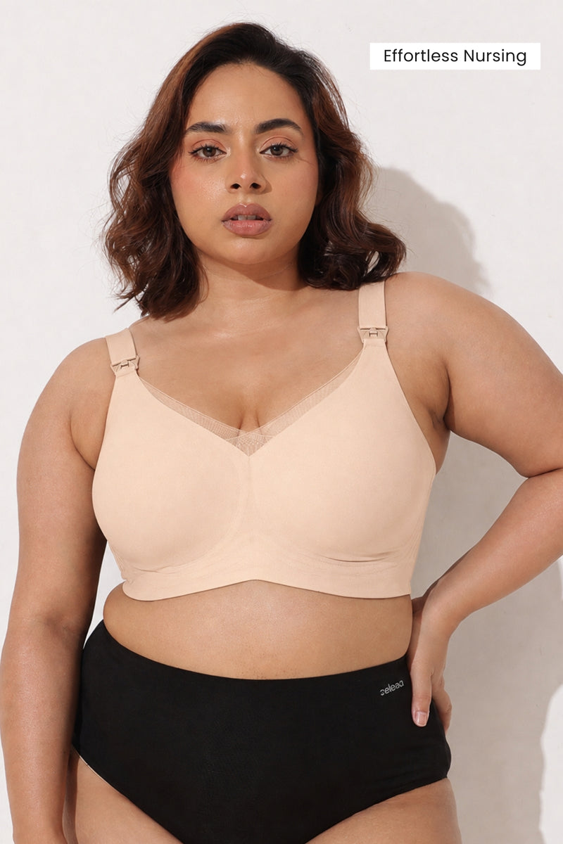 Sculpt & Lift Powermesh Nursing Bra - Champagne