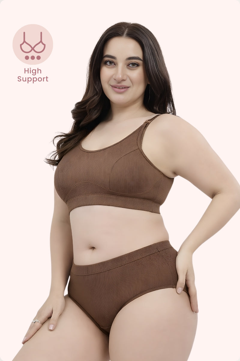 Riva Fine-Rib Cotton Feeding Bra - Mocha