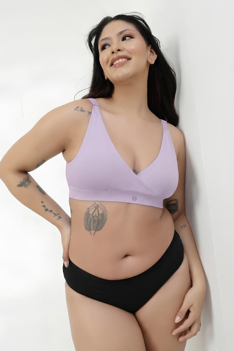 247 Extra Support Cotton Feeding Bra with Adjuster - Lavender