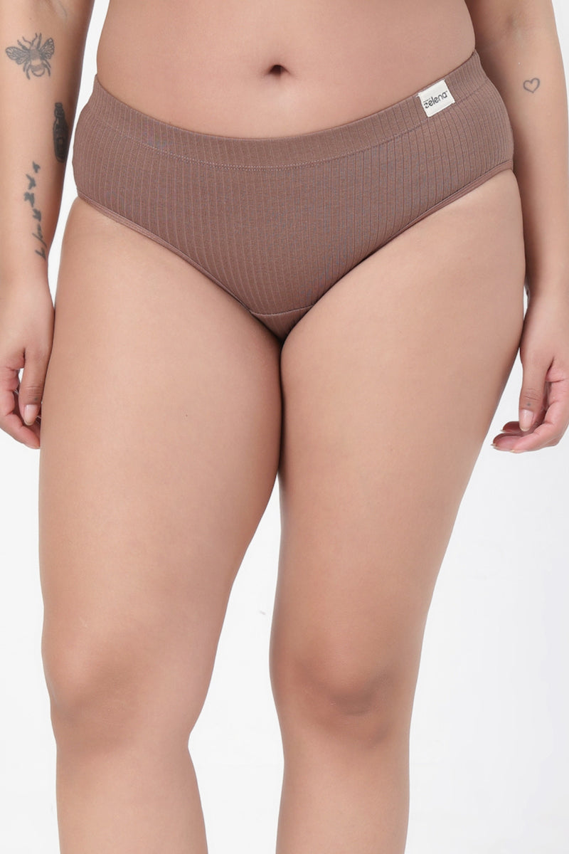 Sera Broad Rib Mid Rise Hipster - Mocha