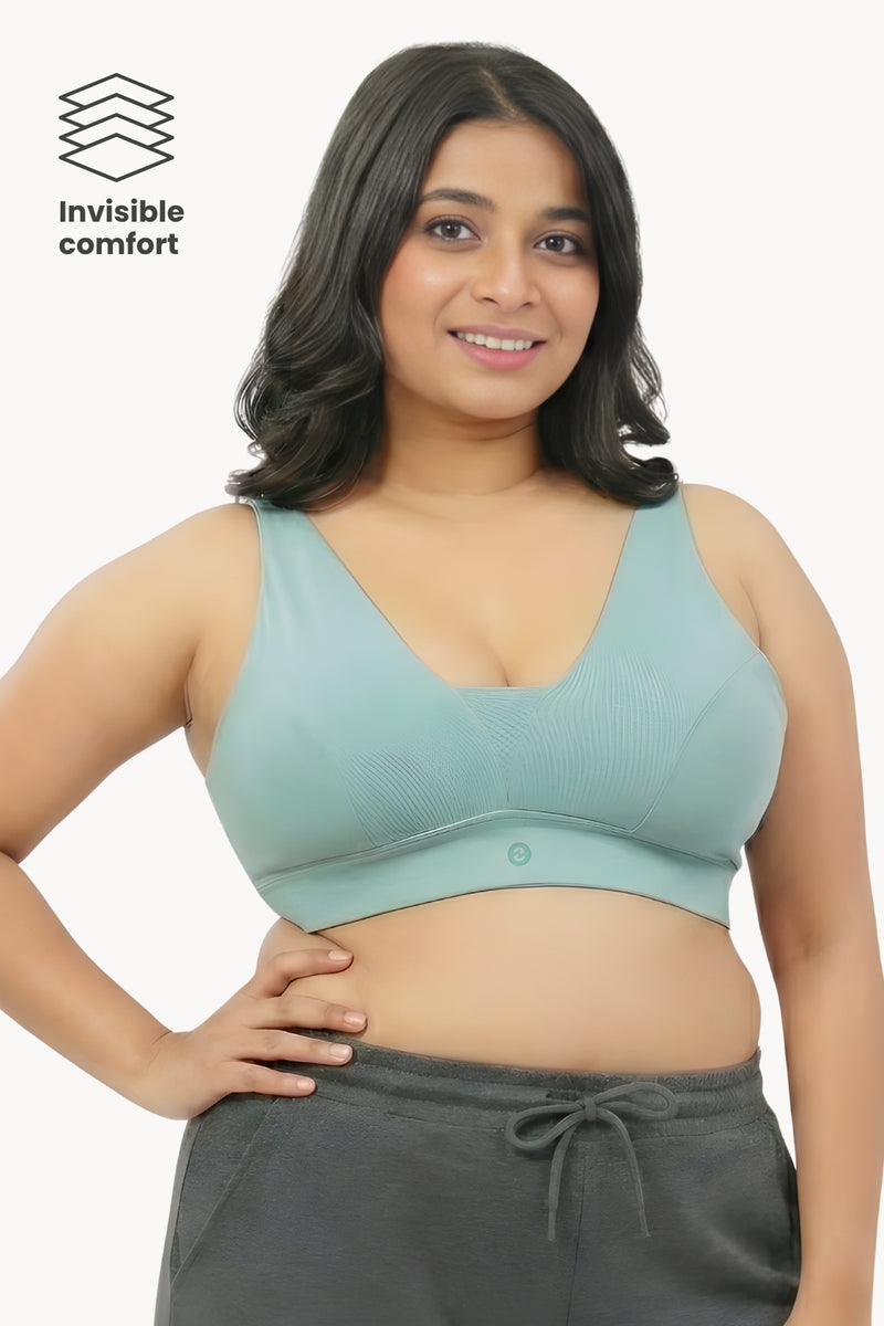 SecureFit Cotton Fixed-Pad Bra - Mint