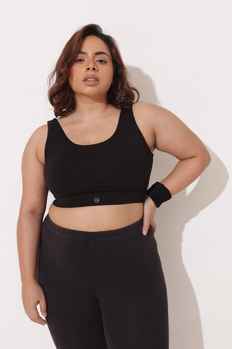 Sculpt & Lift Cotton Sports Bra - Black