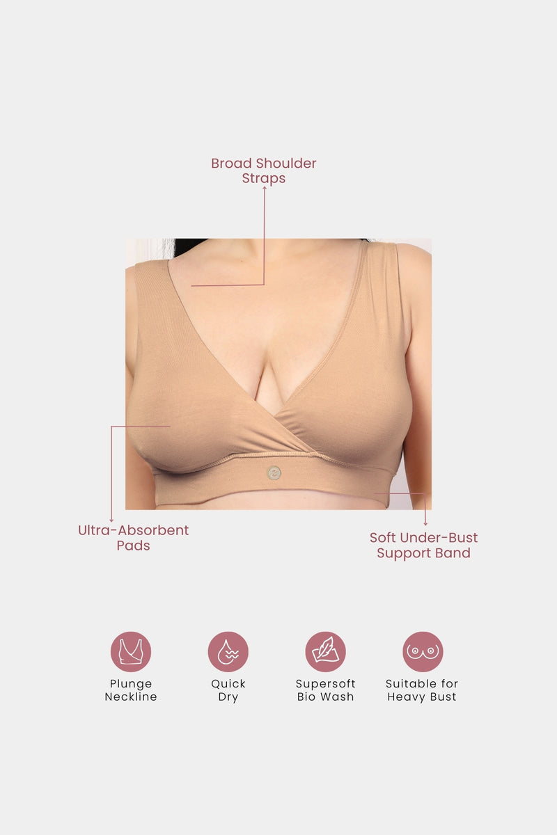 247 (Upgraded) Dark Skin Modal Padded Maternity Feeding Bra