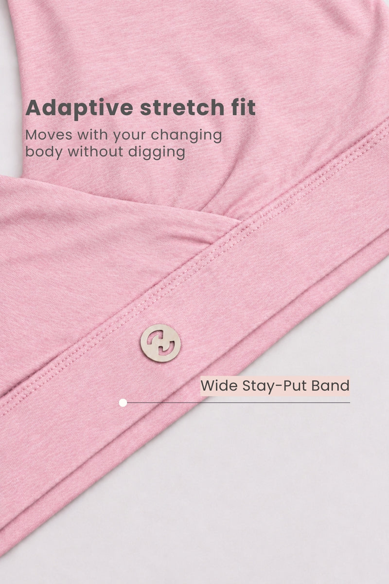 247 Extra Support Cotton Feeding Bra with Adjuster - Melange Pink