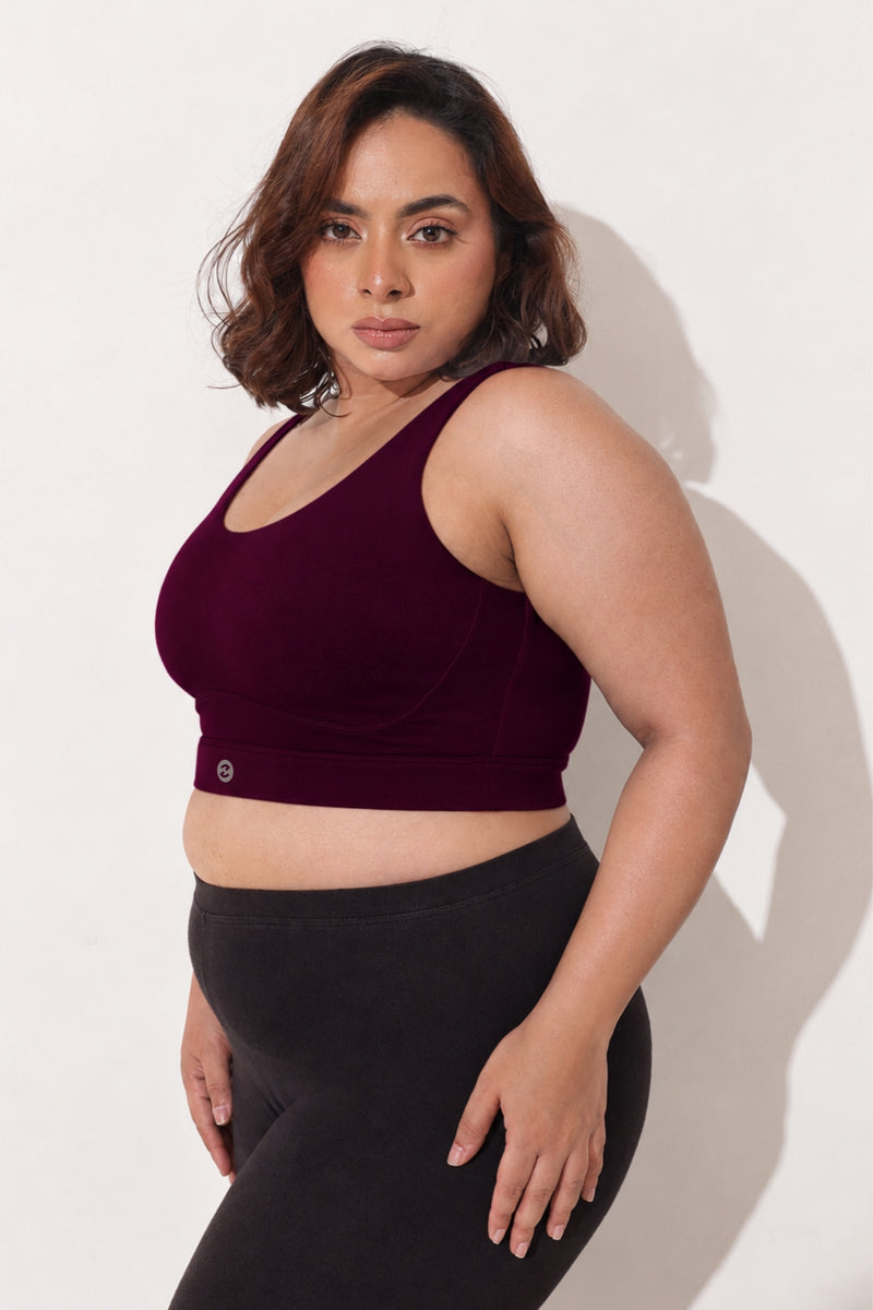 Sculpt & Lift Cotton Sports Bra - Wine