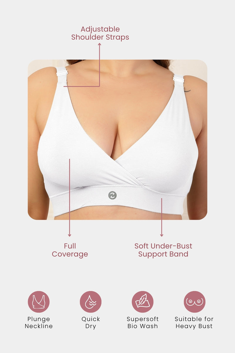 247 Extra Support Cotton Feeding Bra with Adjuster - White