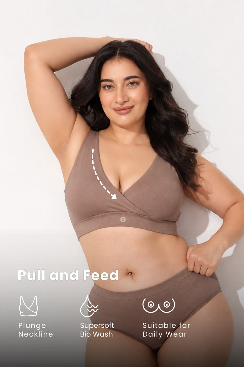 247 (Upgraded) Light Coco Modal Padded Maternity Feeding Bra