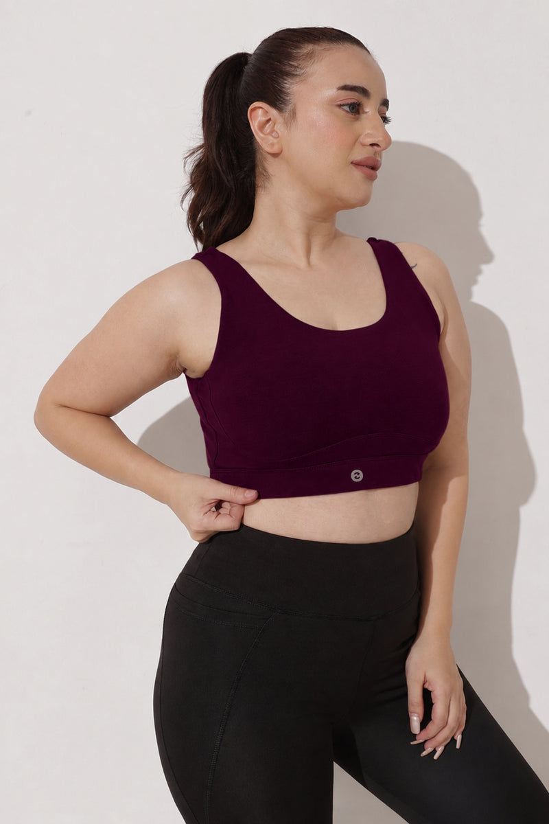 Sculpt & Lift Cotton Sports Bra - Wine