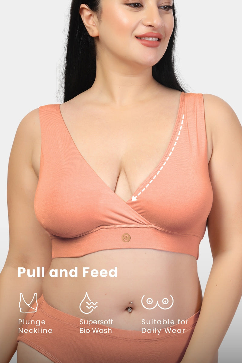 247 (Upgraded) Coral Modal Padded Maternity Feeding Bra