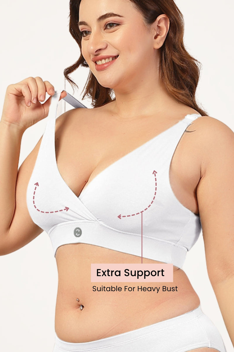 247 Extra Support Cotton Feeding Bra with Adjuster - White