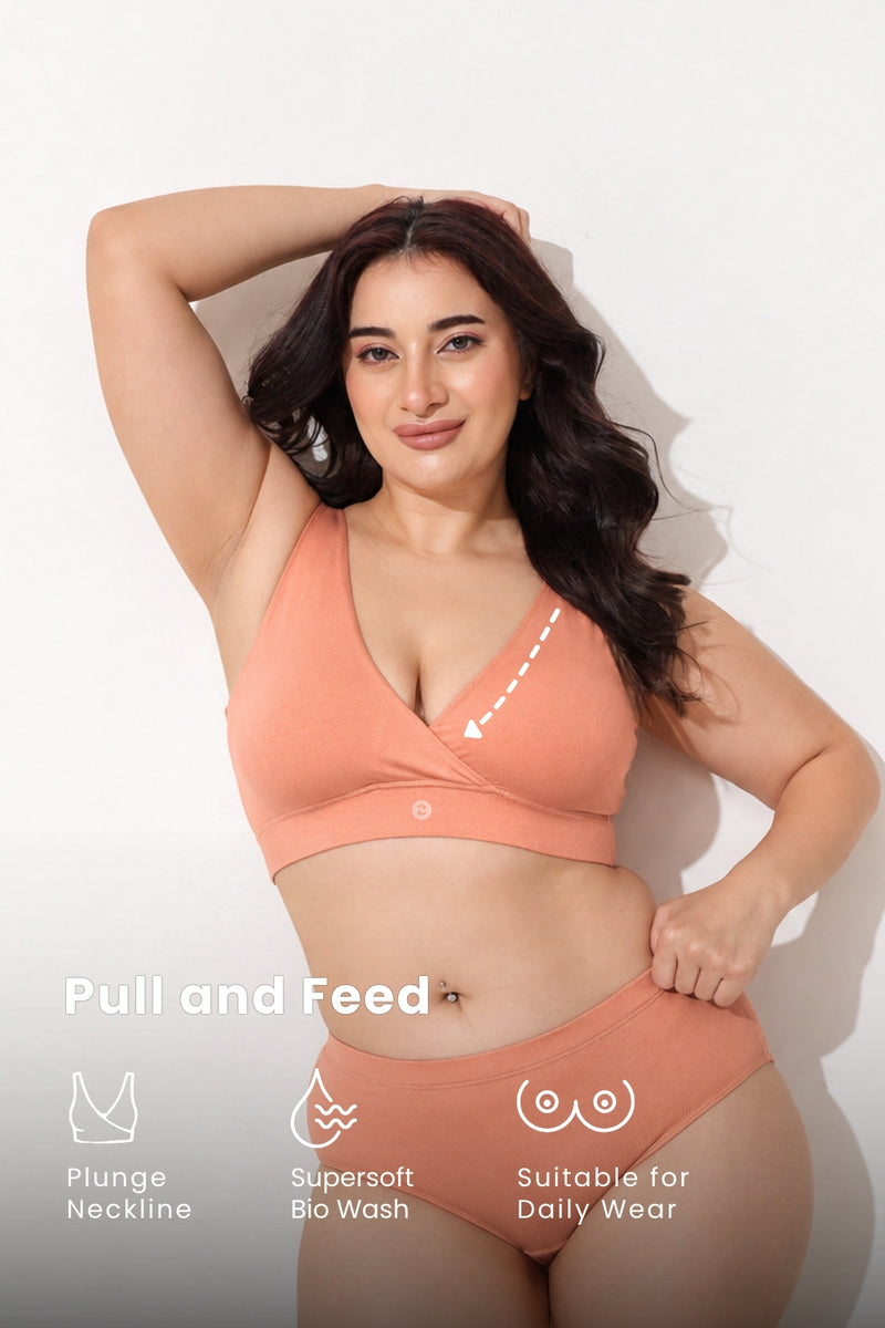247 (Upgraded) Coral Modal Padded Maternity Feeding Bra