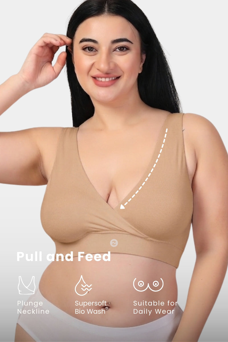 247 (Upgraded) Skin Color Modal Padded Maternity Feeding Bra