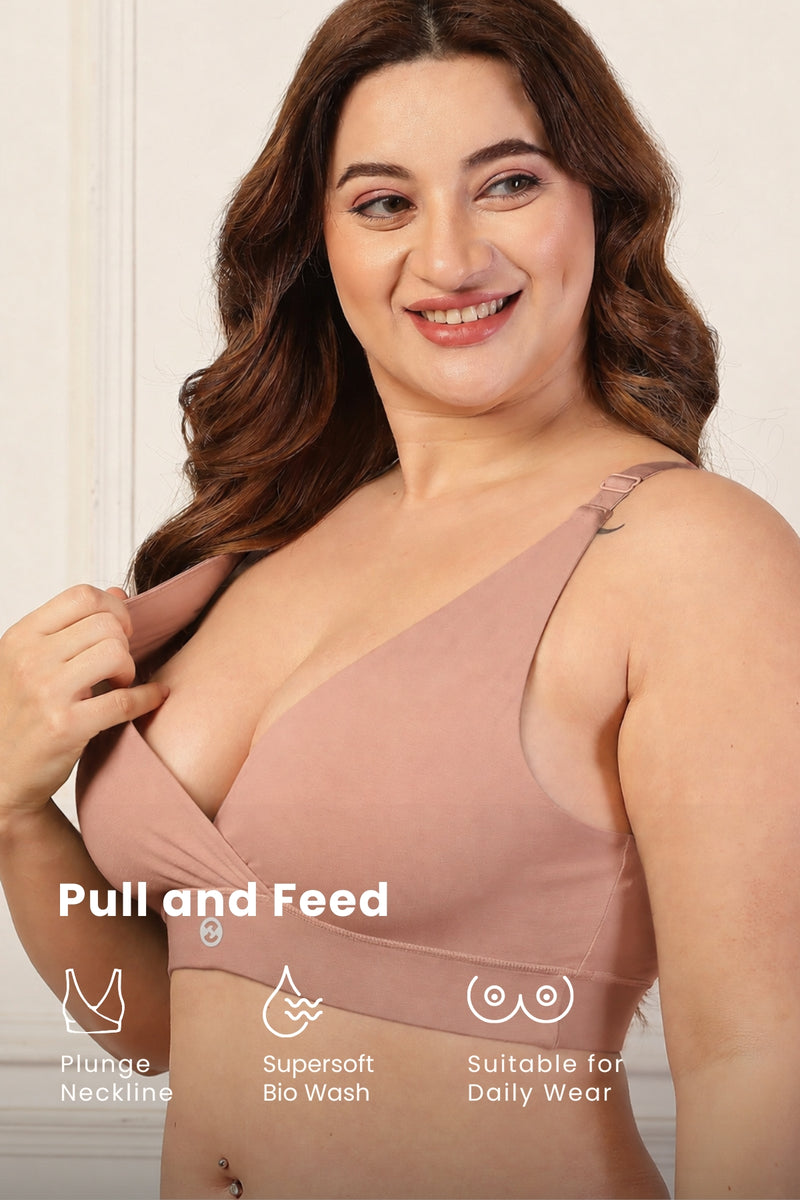 247 Extra Support Cotton Feeding Bra with Adjuster - Caramel
