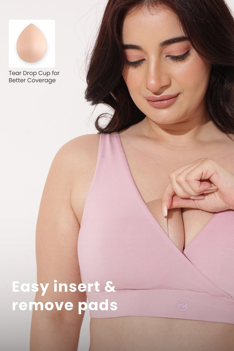 247 (Upgraded) Light Pink Modal Padded Maternity Feeding Bra