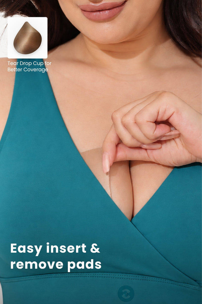 247 (Upgraded) Modal Padded Maternity Feeding Bra - Medium Teal