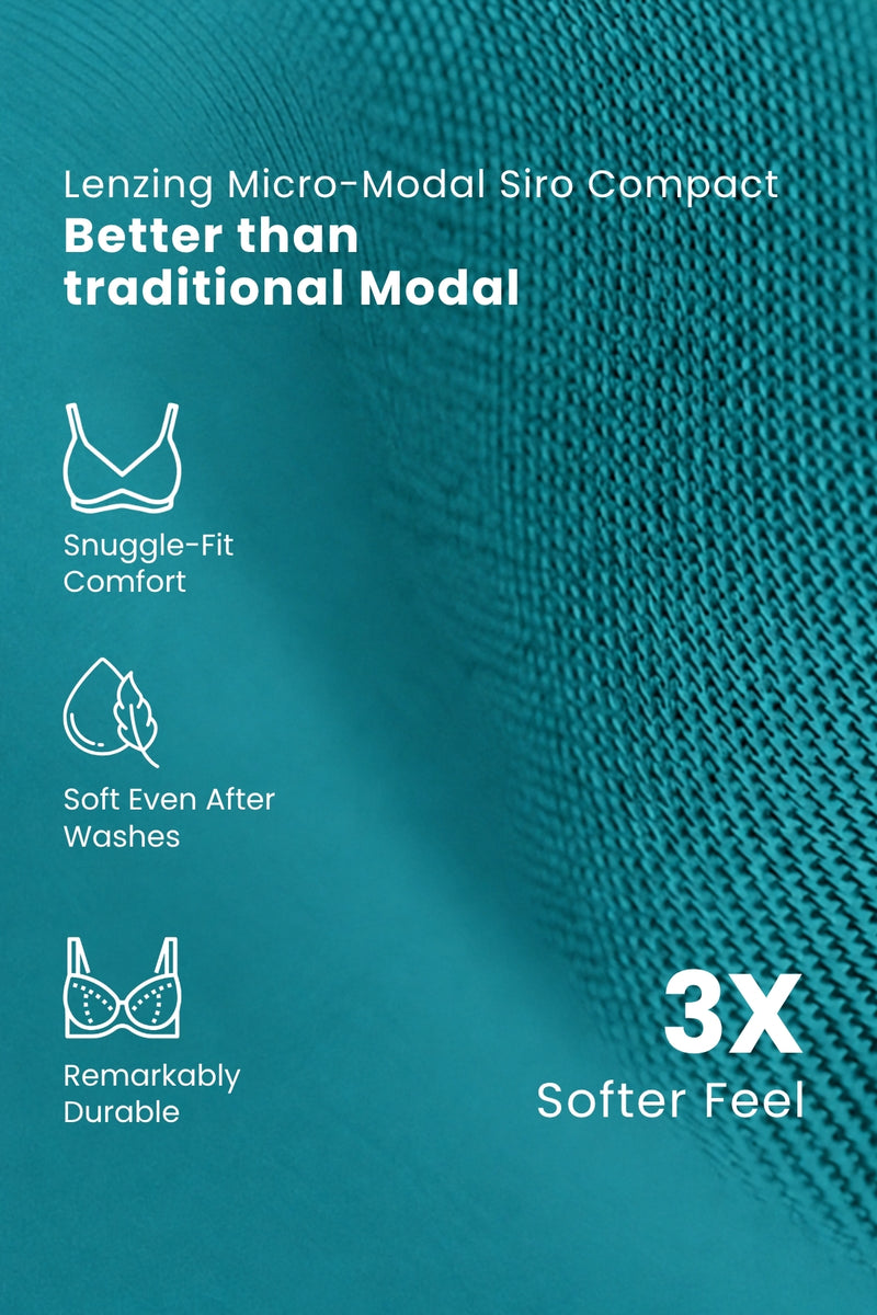 247 (Upgraded) Modal Padded Maternity Feeding Bra - Medium Teal