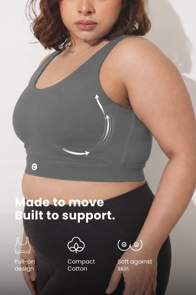 Sculpt & Lift Cotton Sports Bra - Grey