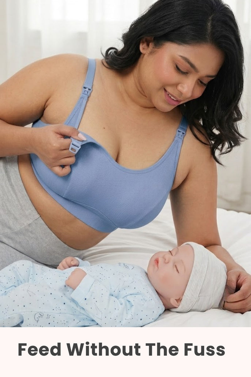 Riva Fine-Rib Cotton Feeding Bra - Mist
