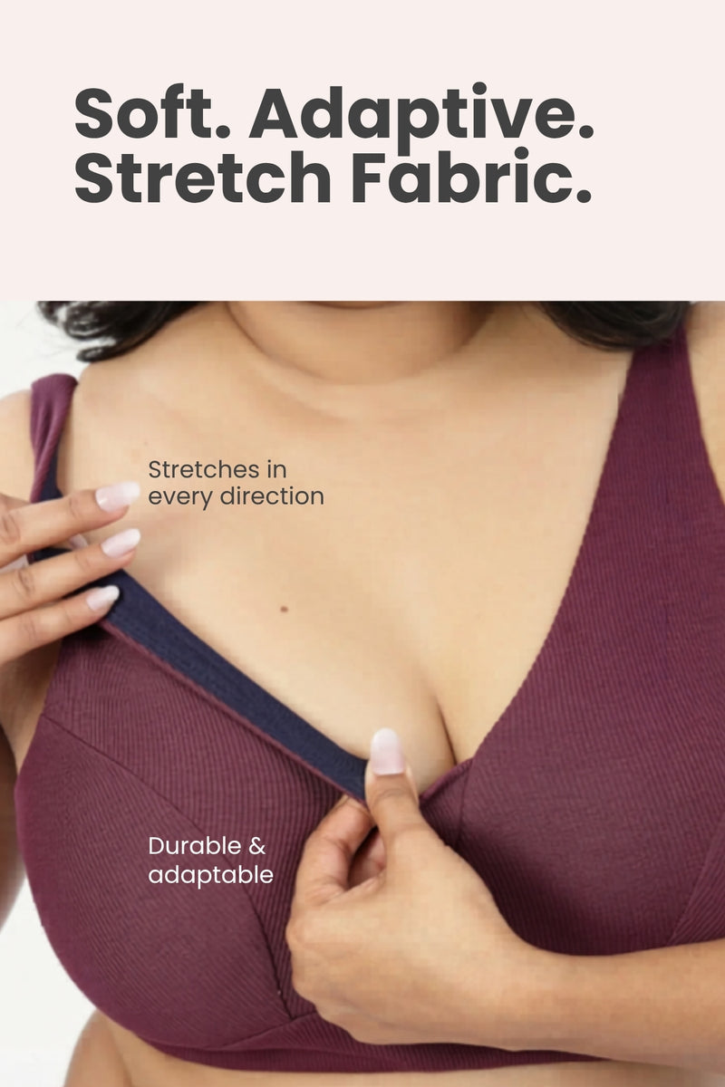 Natural Shape Fine Rib Bra - Dark Berry