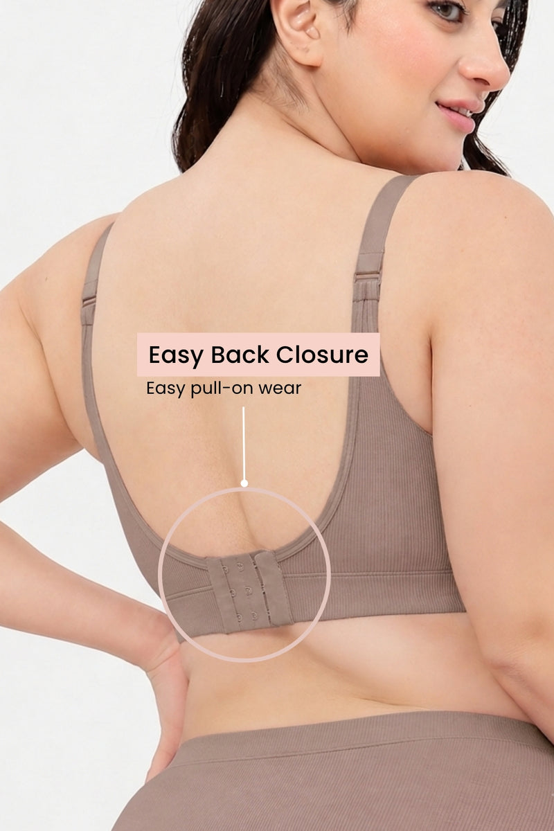 Riva Fine-Rib Cotton Feeding Bra - Dark Skin