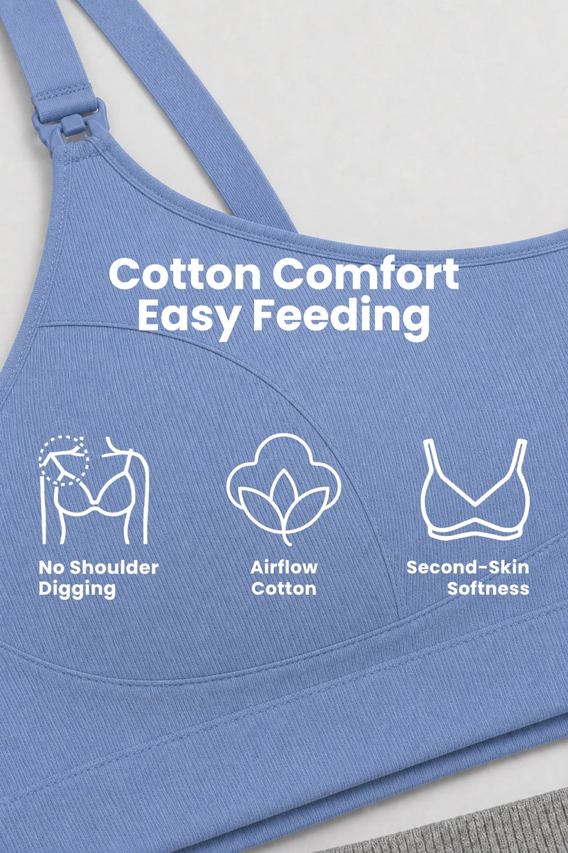 Riva Fine-Rib Cotton Feeding Bra - Mist
