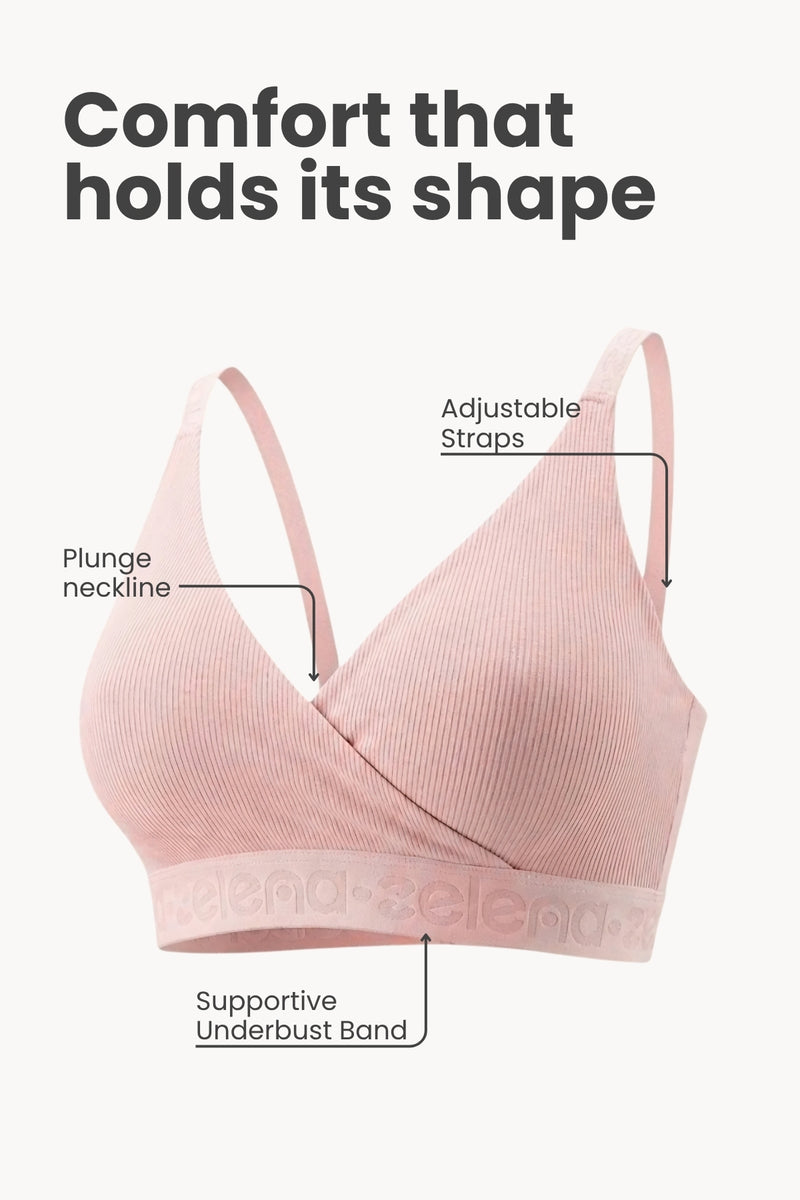 Zena Fine-Rib Bra - Rose Gold