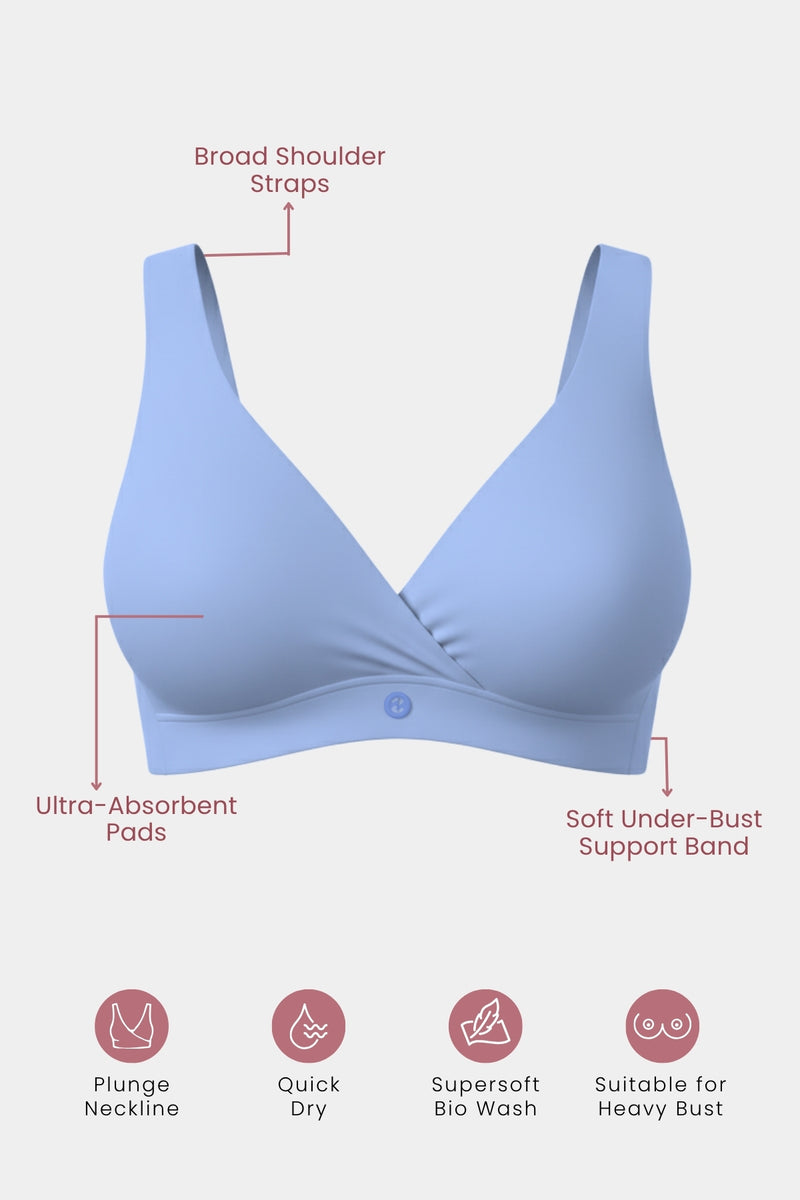 247 (Upgraded) M-Blue Modal Padded Maternity Feeding Bra