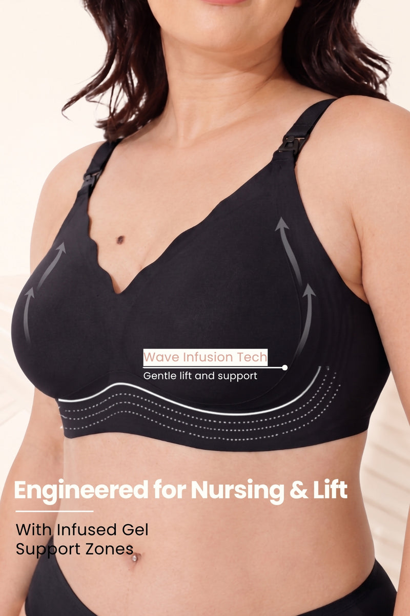 Sculpt & Lift Scallop Nursing Bra - Onyx