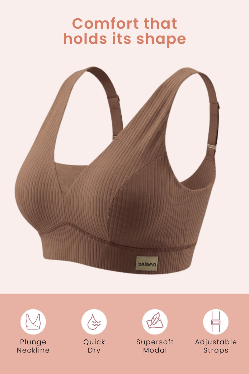 Sera Broad-Rib Bra - Mocha