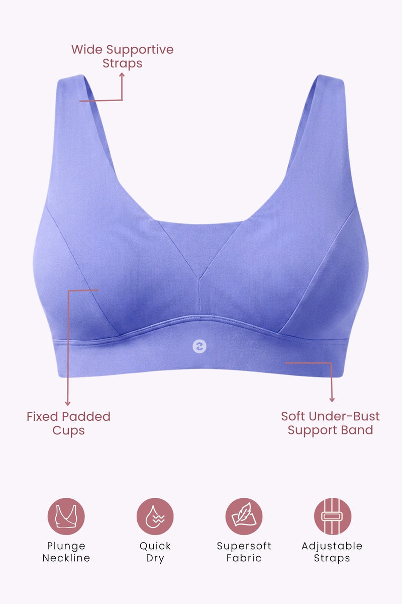 Fixed Padded Modal Maternity Bra with Support - Royal Blue