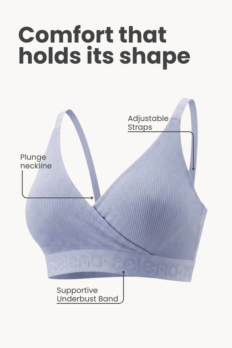 Zena Fine-Rib Bra - Soft Blue
