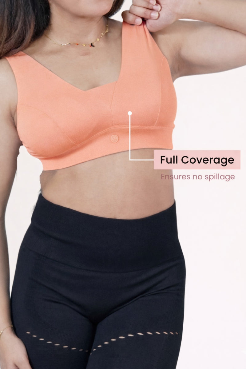 Fixed Padded Modal Maternity Bra with Support - Coral