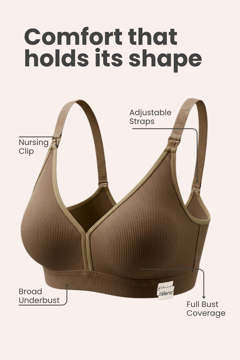 Lira Ribbed Cotton Nursing Padded Bra - Mocha