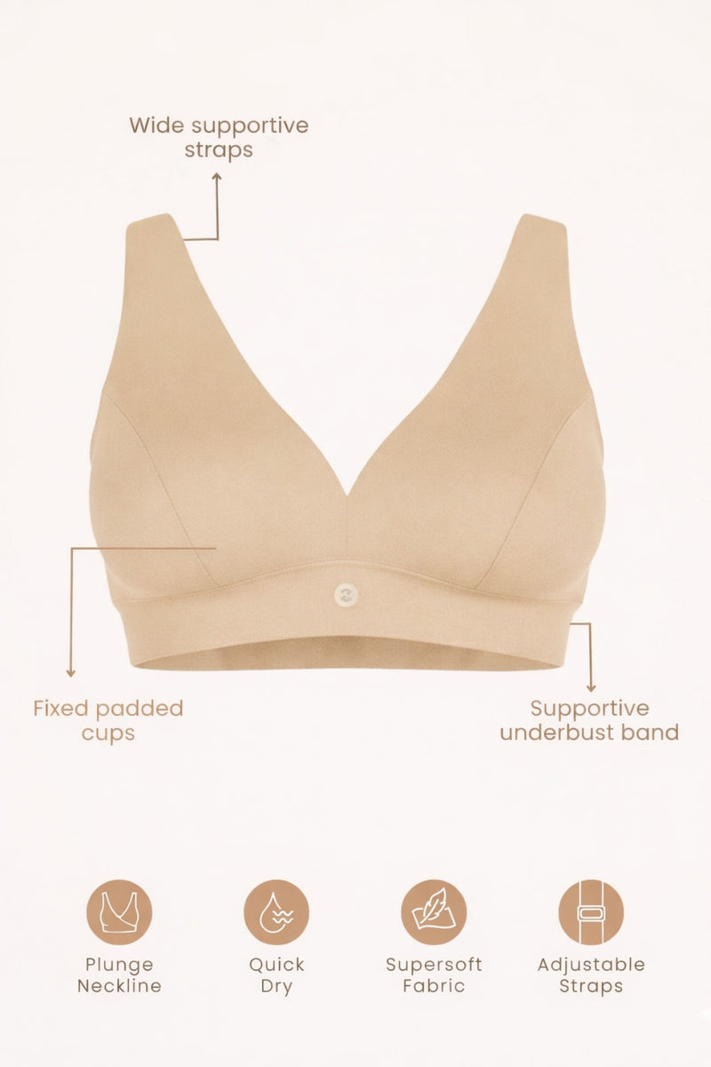 Fixed Padded Modal Maternity Bra with Support - Light Skin