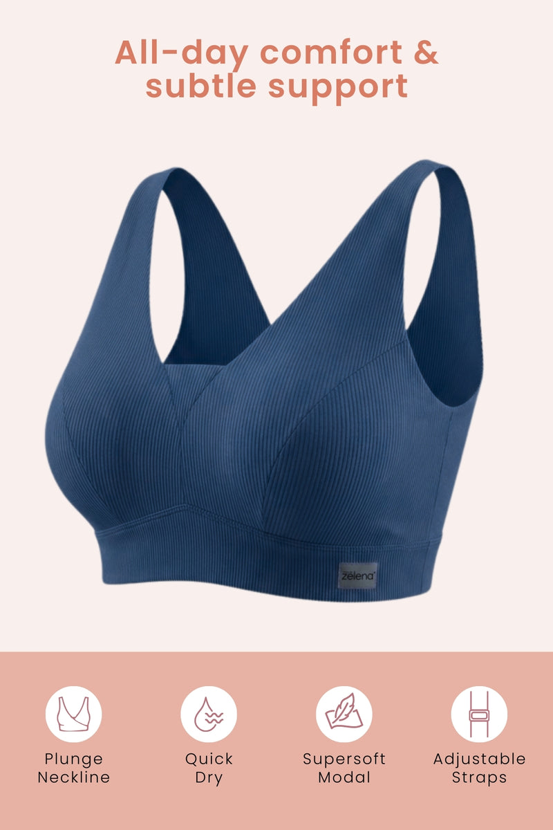 Sera Fine-Rib Bra - Airforce