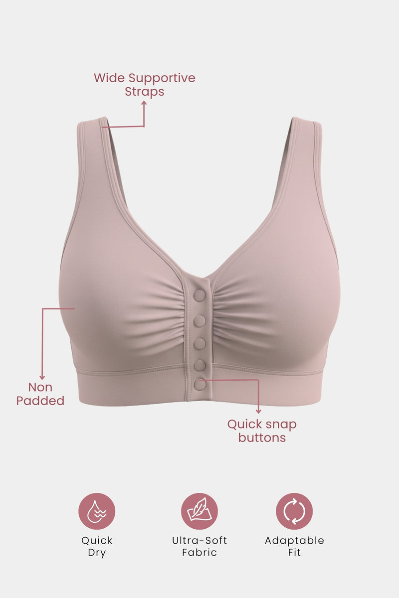 Ruched Modal Front-Open Bra - Woodrose